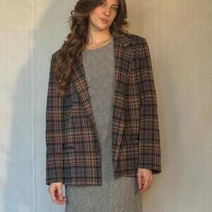 70s Brown Plaid Blazer